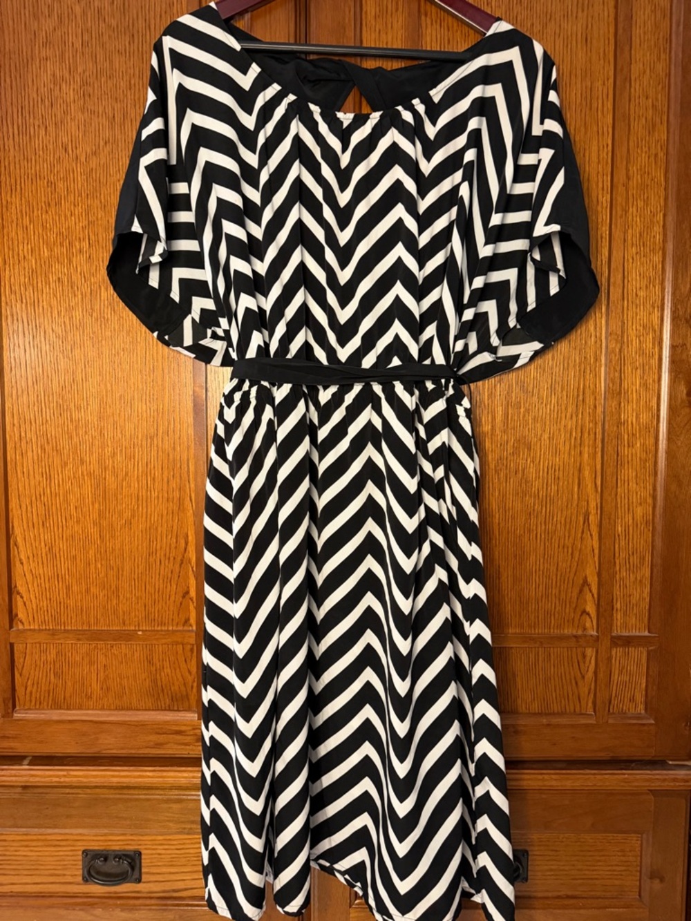 Lane Bryant Chevron Striped Midi Dress Keyhole Back Batwing Flutter Sleeves Boho